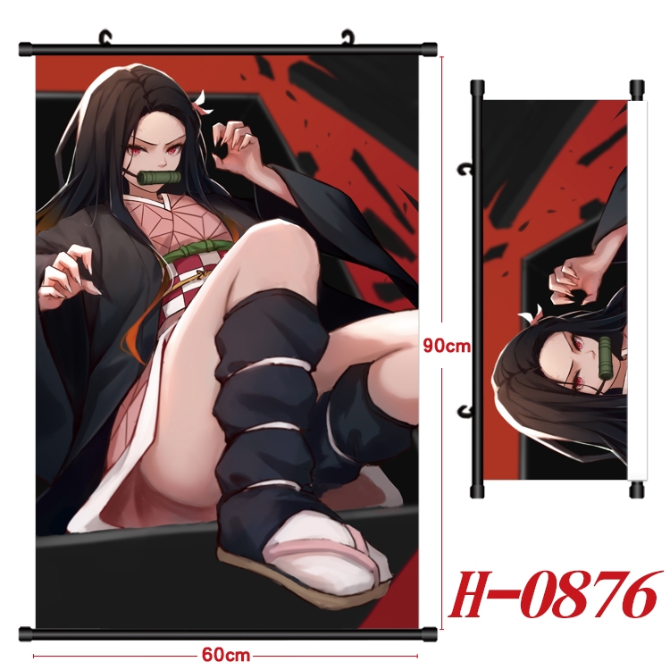 Demon Slayer Kimets Anime Black Plastic Rod Canvas Painting 60X90CM H0876