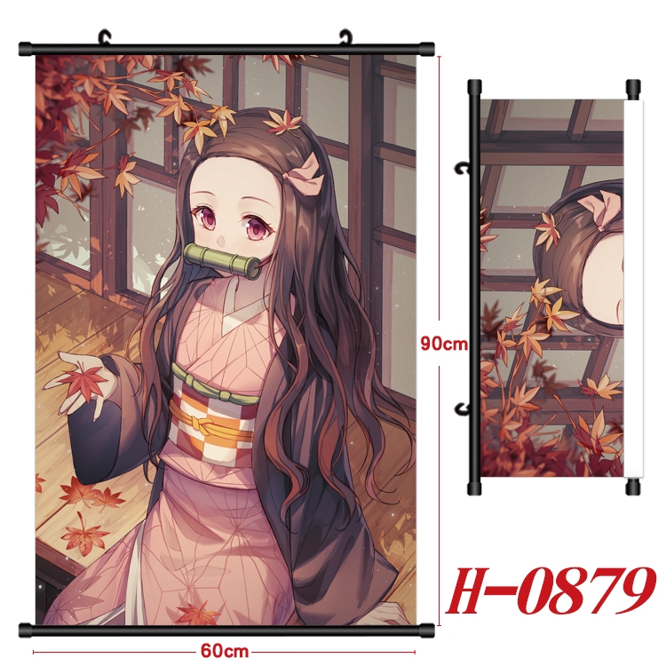 Demon Slayer Kimets Anime Black Plastic Rod Canvas Painting 60X90CM H0879