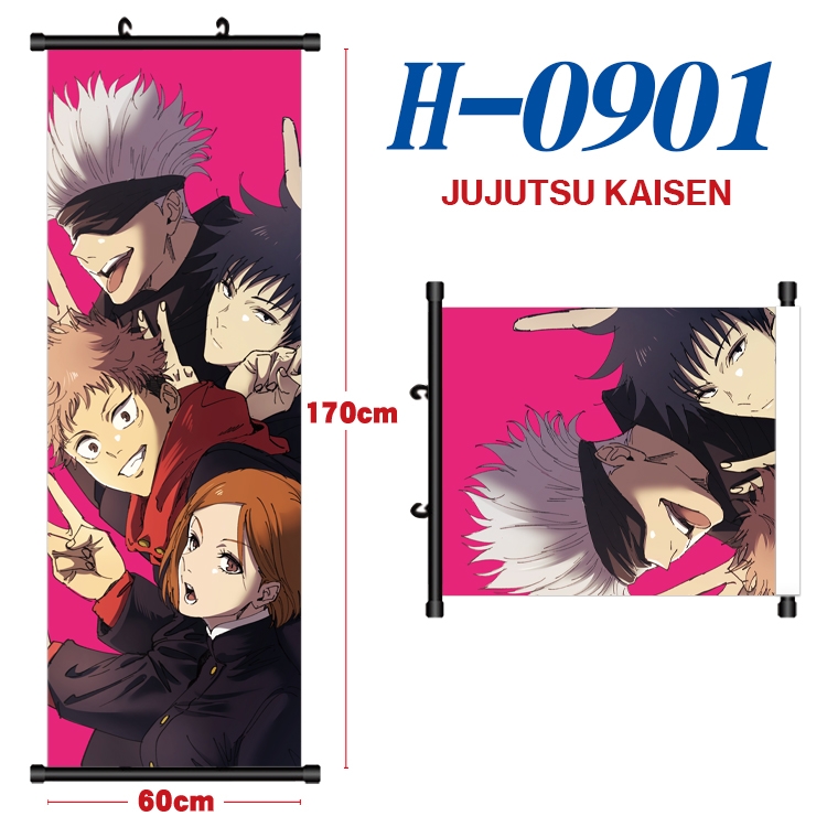 Jujutsu Kaisen  Black plastic rod cloth hanging canvas painting 60x170cm H-0901