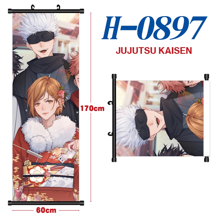 Jujutsu Kaisen  Black plastic rod cloth hanging canvas painting 60x170cm H-0897