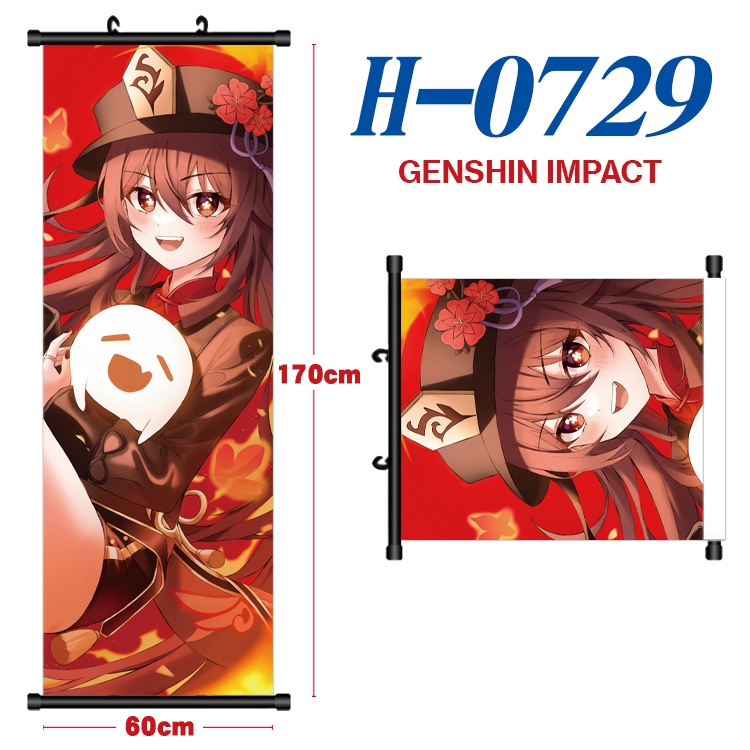 Genshin Impact Black plastic rod cloth hanging canvas painting 60x170cm H-0729