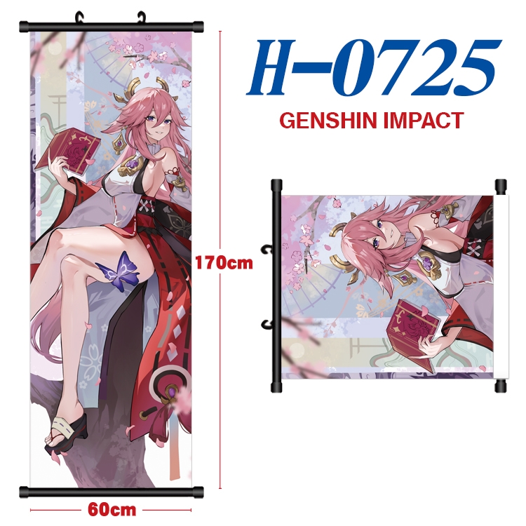 Genshin Impact Black plastic rod cloth hanging canvas painting 60x170cm H-0725