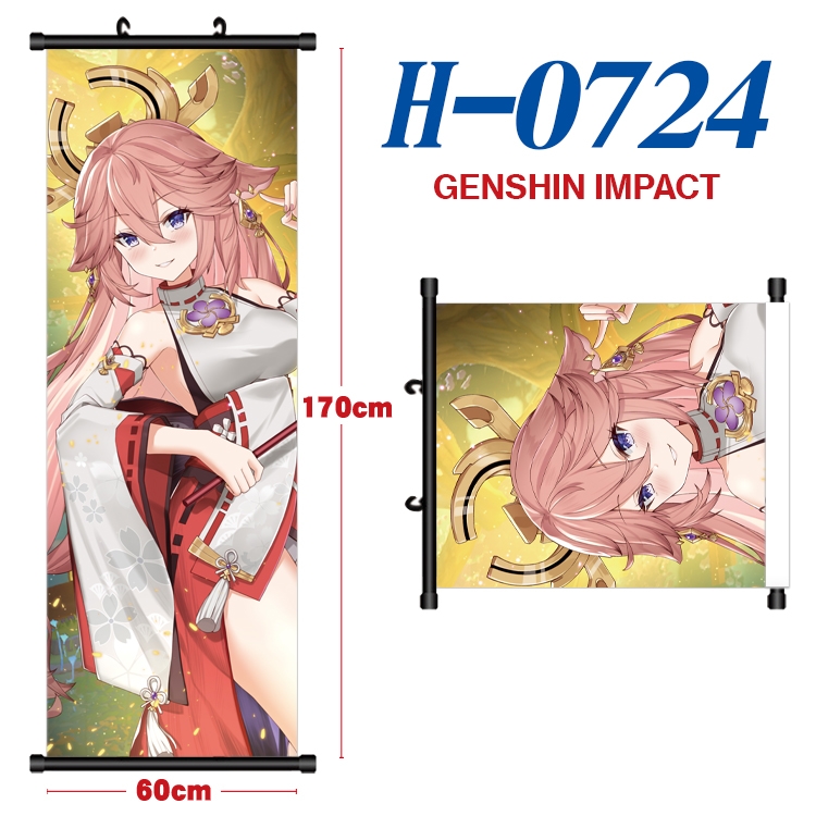 Genshin Impact Black plastic rod cloth hanging canvas painting 60x170cm H-0724