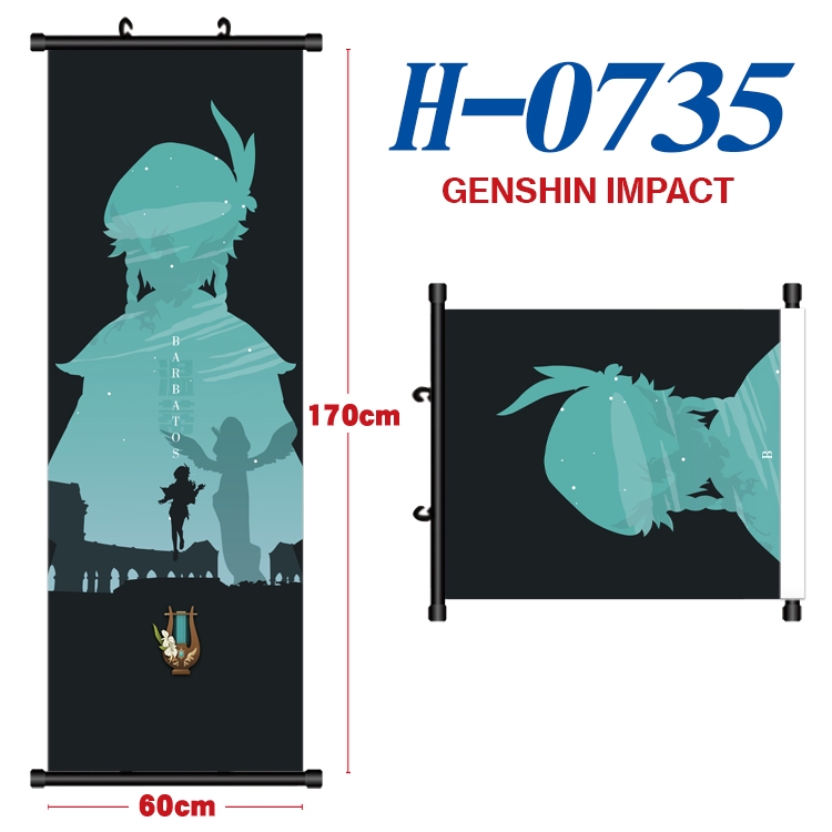 Genshin Impact Black plastic rod cloth hanging canvas painting 60x170cm H-0735