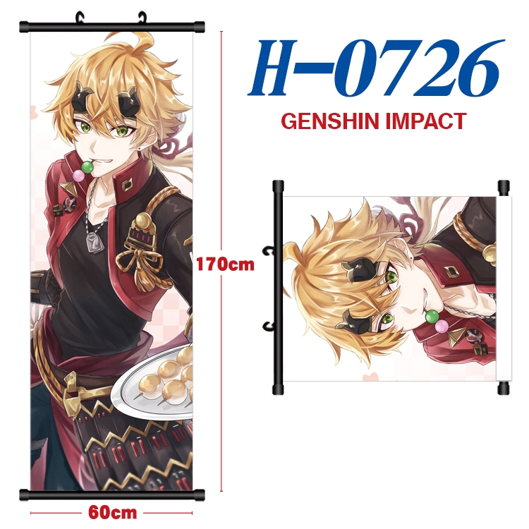 Genshin Impact Black plastic rod cloth hanging canvas painting 60x170cm H-0726