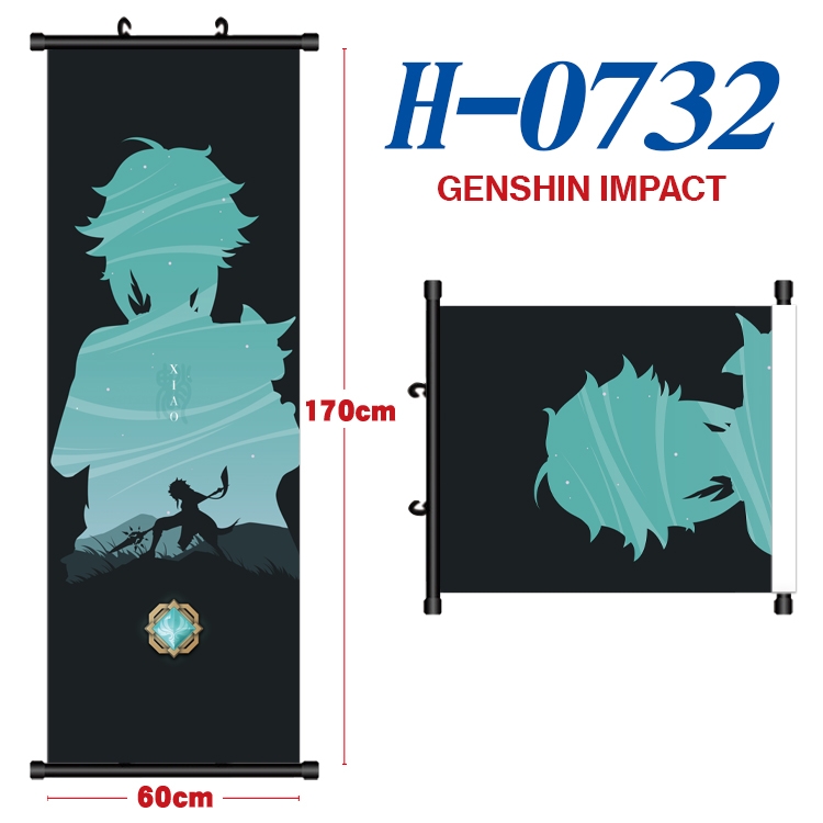 Genshin Impact Black plastic rod cloth hanging canvas painting 60x170cm H-0732