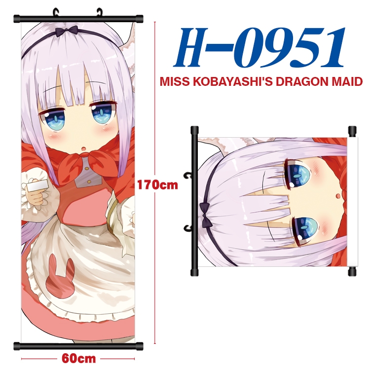 Miss Kobayashis Dragon Maid  Black plastic rod cloth hanging canvas painting 60x170cm H-0951