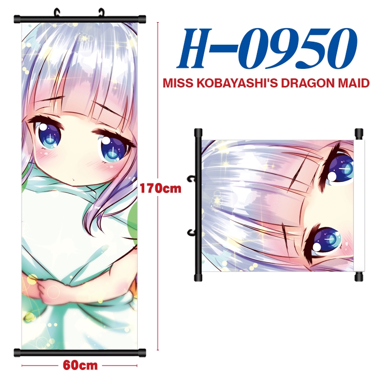 Miss Kobayashis Dragon Maid  Black plastic rod cloth hanging canvas painting 60x170cm H-0950