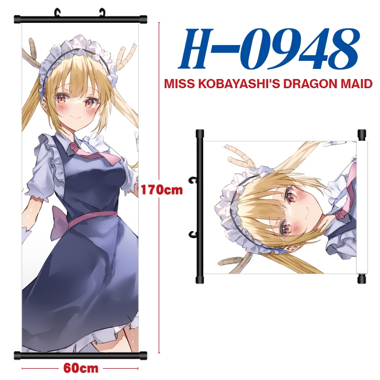 Miss Kobayashis Dragon Maid  Black plastic rod cloth hanging canvas painting 60x170cm H-0948