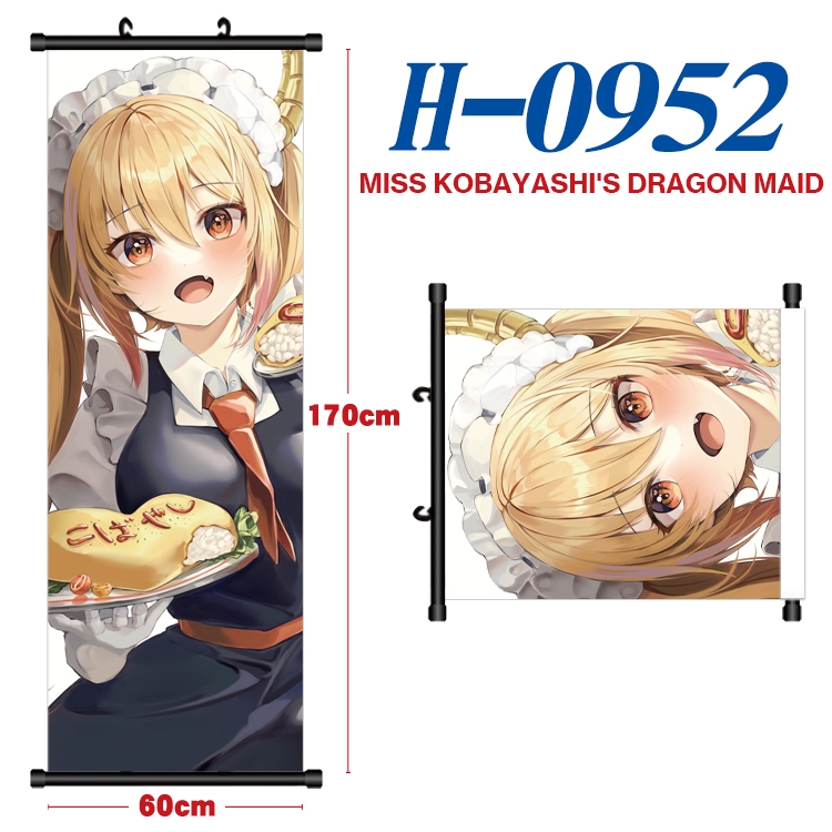 Miss Kobayashis Dragon Maid  Black plastic rod cloth hanging canvas painting 60x170cm H-0952