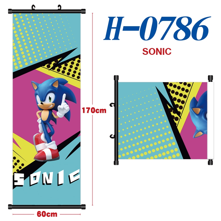 Sonic The Hedgehog  Black plastic rod cloth hanging canvas painting 60x170cm H-0786