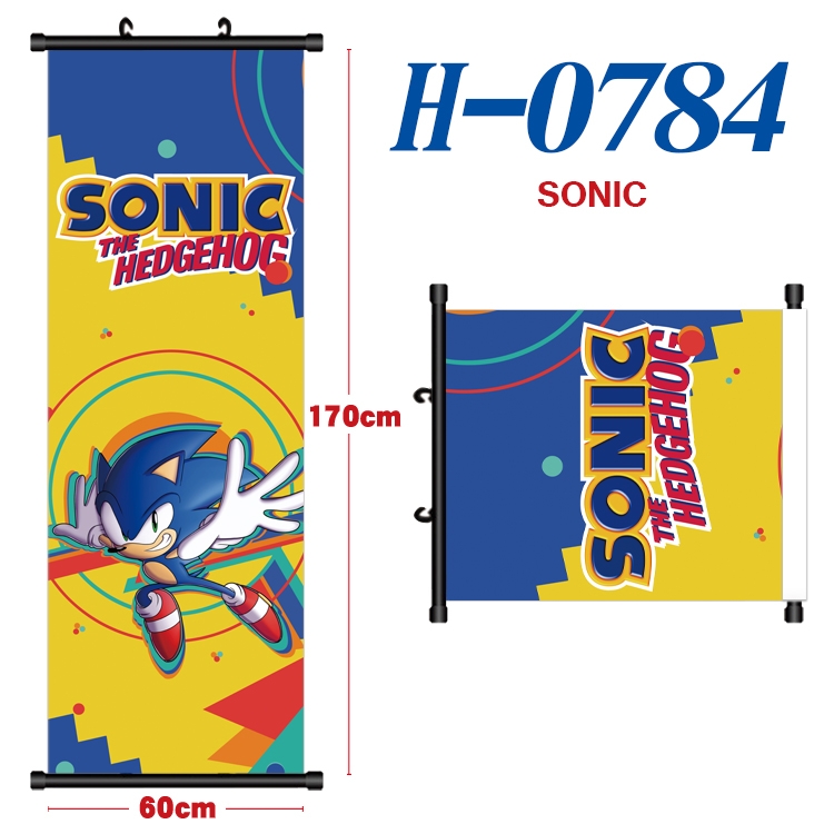 Sonic The Hedgehog  Black plastic rod cloth hanging canvas painting 60x170cm H-0784
