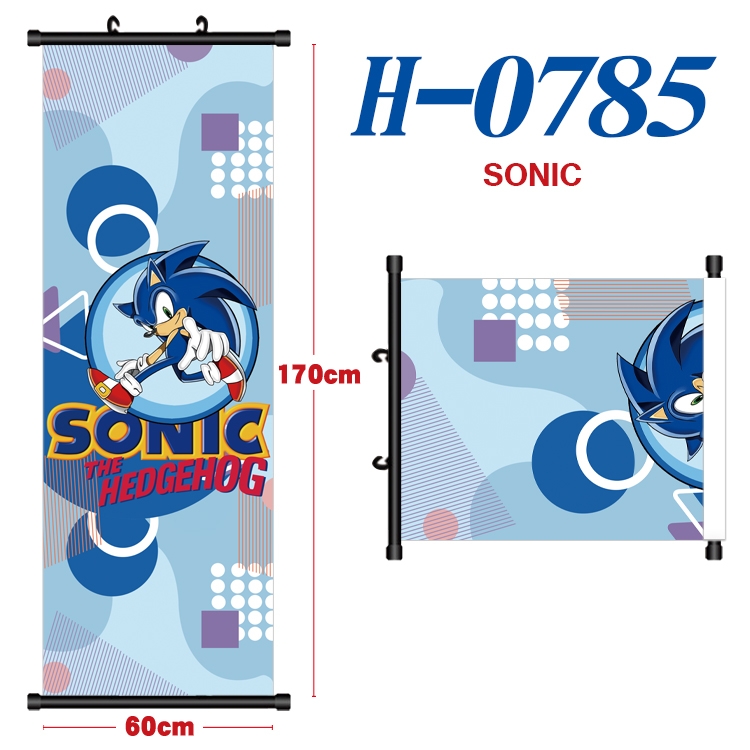 Sonic The Hedgehog  Black plastic rod cloth hanging canvas painting 60x170cm H-0785