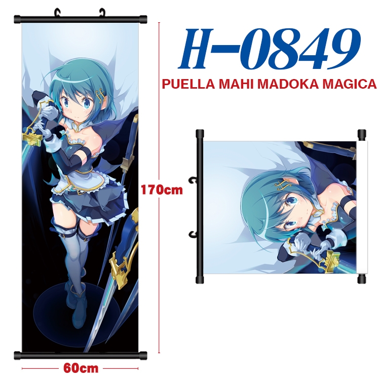 Magical Girl Madoka of the Magus Black plastic rod cloth hanging canvas painting 60x170cm  H-0849