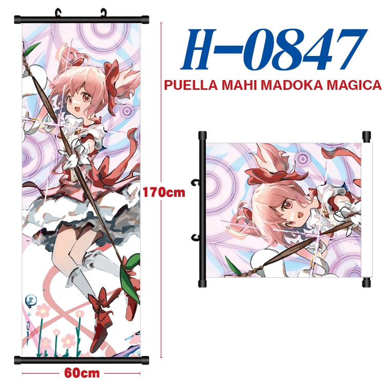 Magical Girl Madoka of the Magus Black plastic rod cloth hanging canvas painting 60x170cm H-0847