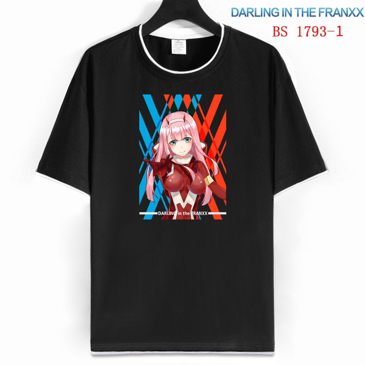 DARLING in the FRANX Cotton crew neck black and white trim short-sleeved T-shirt  from S to 4XL  HM-1793-1