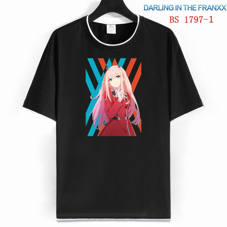DARLING in the FRANX Cotton crew neck black and white trim short-sleeved T-shirt  from S to 4XL HM-1797-1