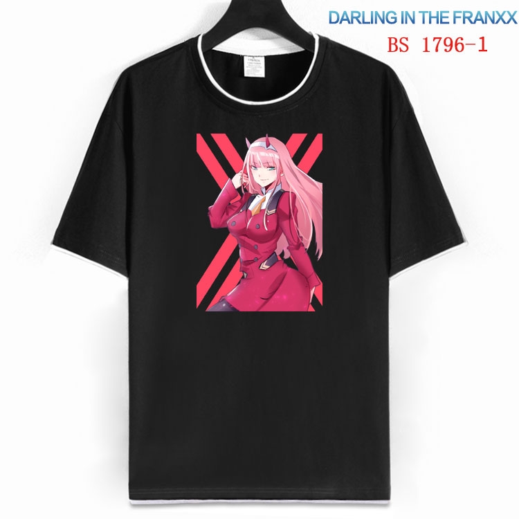 DARLING in the FRANX Cotton crew neck black and white trim short-sleeved T-shirt  from S to 4XL HM-1796-1