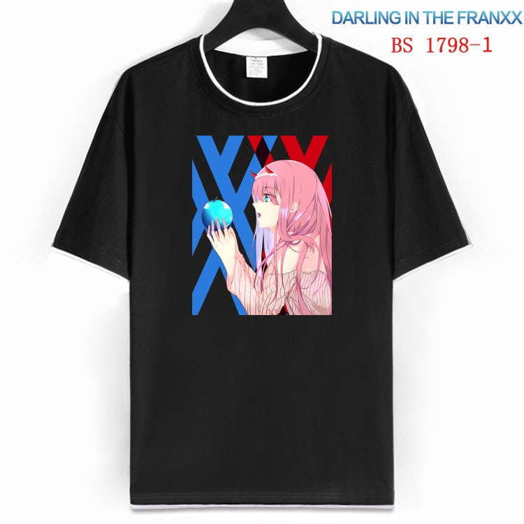 DARLING in the FRANX Cotton crew neck black and white trim short-sleeved T-shirt  from S to 4XL HM-1798-1