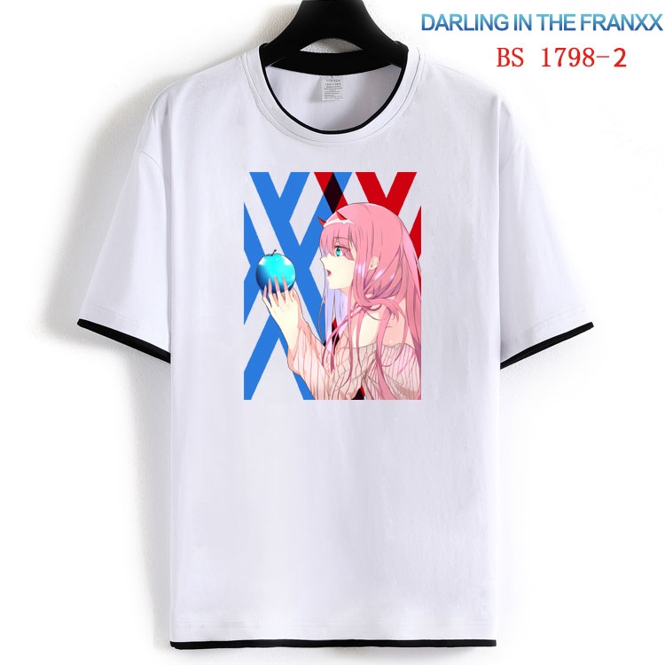 DARLING in the FRANX Cotton crew neck black and white trim short-sleeved T-shirt  from S to 4XL  HM-1798-2
