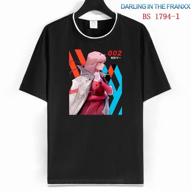 DARLING in the FRANX Cotton crew neck black and white trim short-sleeved T-shirt  from S to 4XL  HM-1794-1