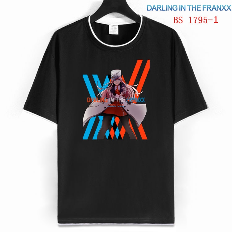 DARLING in the FRANX Cotton crew neck black and white trim short-sleeved T-shirt  from S to 4XL HM-1795-1