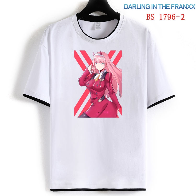 DARLING in the FRANX Cotton crew neck black and white trim short-sleeved T-shirt  from S to 4XL HM-1796-2