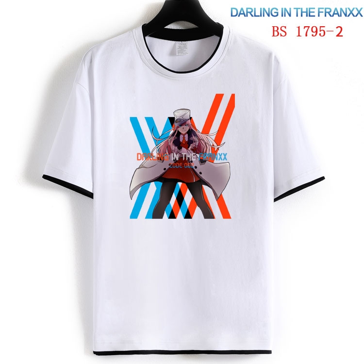 DARLING in the FRANX Cotton crew neck black and white trim short-sleeved T-shirt  from S to 4XL  HM-1795-2