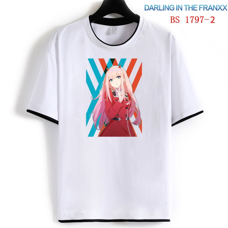 DARLING in the FRANX Cotton crew neck black and white trim short-sleeved T-shirt  from S to 4XL HM-1797-2