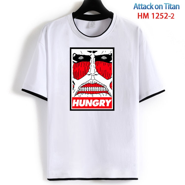 Shingeki no Kyojin Cotton crew neck black and white trim short-sleeved T-shirt from S to 4XL  HM 1252 2