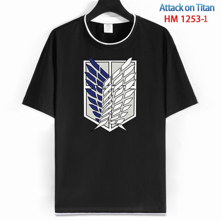 Shingeki no Kyojin Cotton crew neck black and white trim short-sleeved T-shirt from S to 4XL HM 1253 1