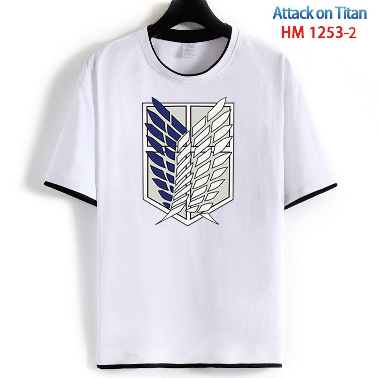 Shingeki no Kyojin Cotton crew neck black and white trim short-sleeved T-shirt from S to 4XL HM 1253 2