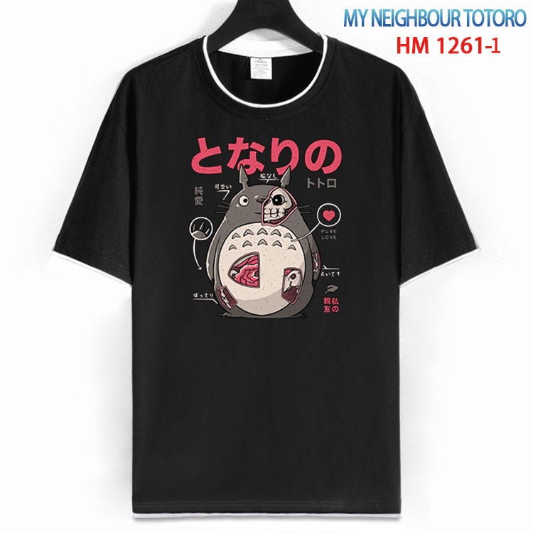 TOTORO Cotton crew neck black and white trim short-sleeved T-shirt from S to 4XL  HM-1261-1