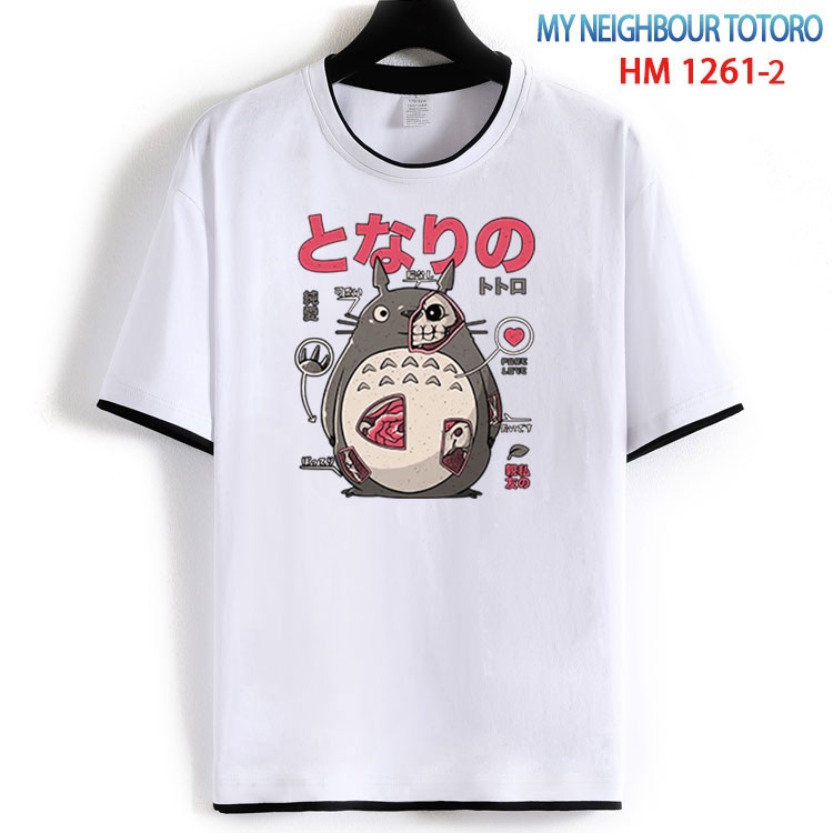 TOTORO Cotton crew neck black and white trim short-sleeved T-shirt from S to 4XL HM-1261-2
