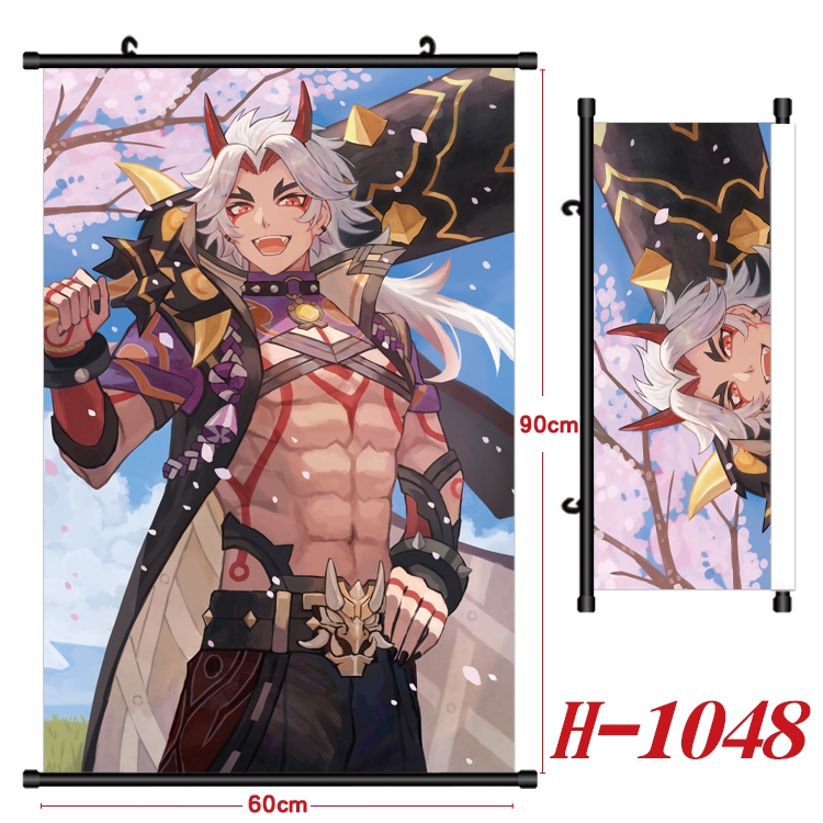 Genshin Impact Anime Black Plastic Rod Canvas Painting 60X90CM H1048