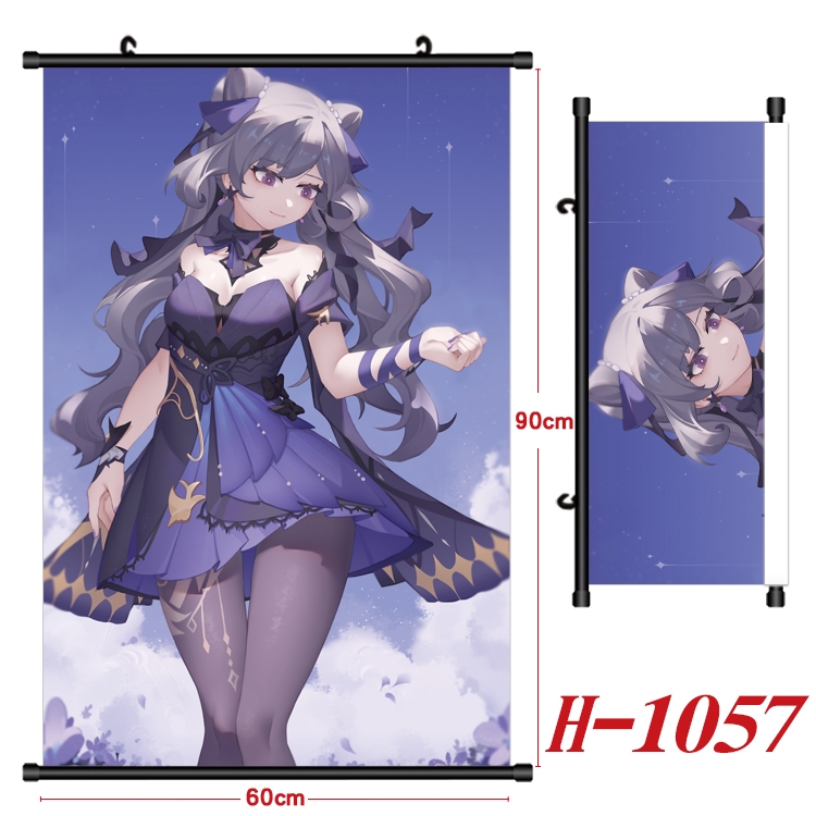 Genshin Impact Anime Black Plastic Rod Canvas Painting 60X90CM  H1057