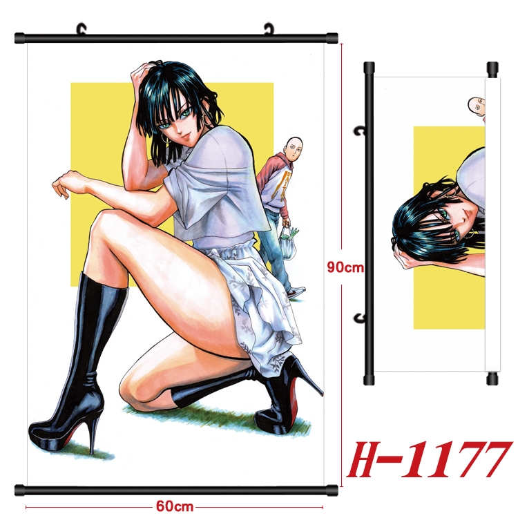 One Punch Man Anime Black Plastic Rod Canvas Painting 60X90CM H1177