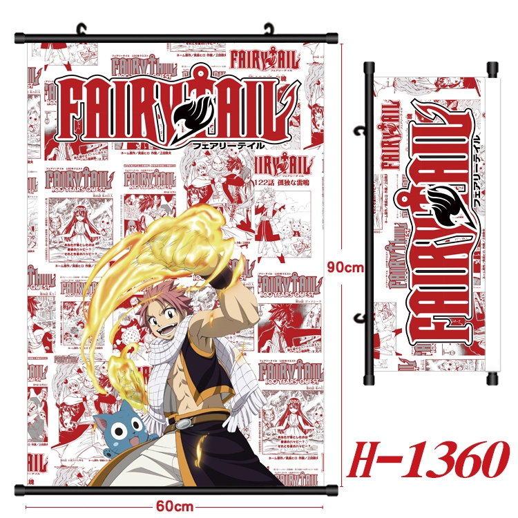 Fairy tail Anime Black Plastic Rod Canvas Painting 60X90CM  H1360