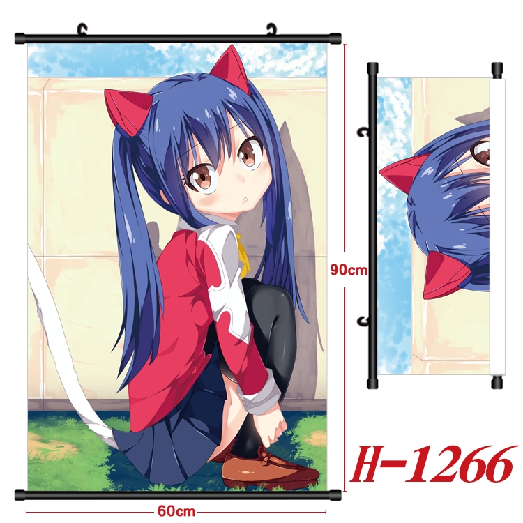 Fairy tail Anime Black Plastic Rod Canvas Painting 60X90CM H1266