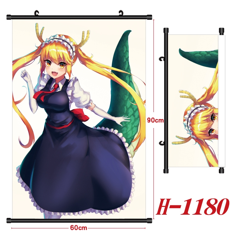 Miss Kobayashis Dragon Maid Anime Black Plastic Rod Canvas Painting 60X90CM   H1180