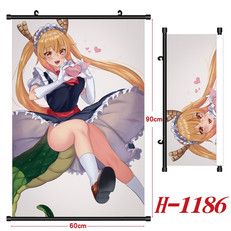 Miss Kobayashis Dragon Maid Anime Black Plastic Rod Canvas Painting 60X90CM  H1186