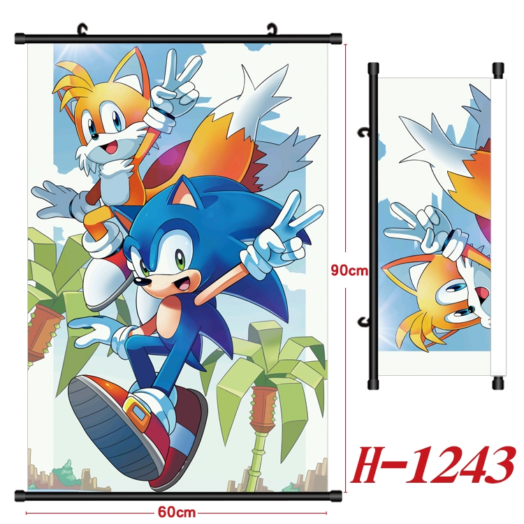 Sonic The Hedgehog Anime Black Plastic Rod Canvas Painting 60X90CM H1243