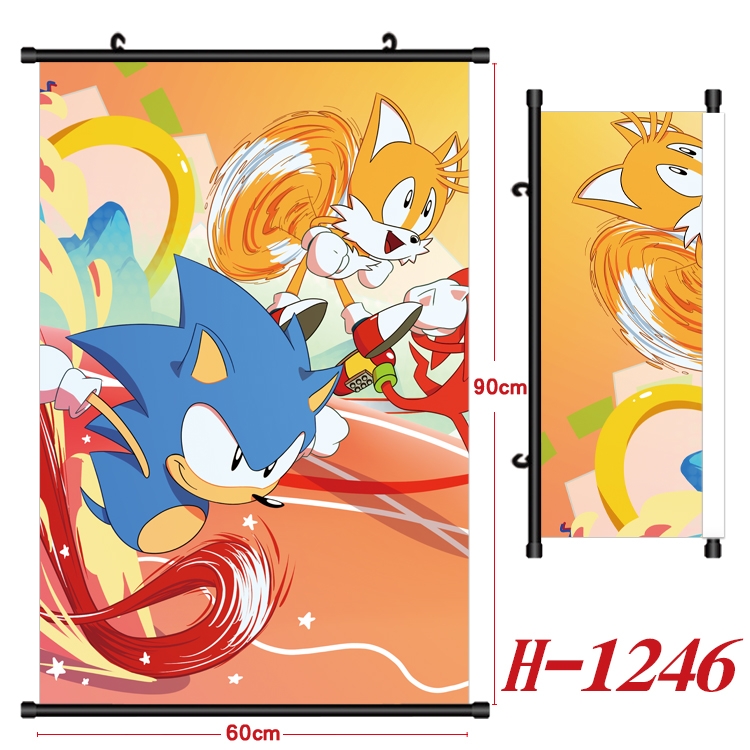 Sonic The Hedgehog Anime Black Plastic Rod Canvas Painting 60X90CM H1246