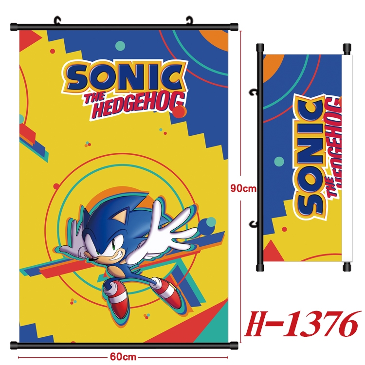 Sonic The Hedgehog Anime Black Plastic Rod Canvas Painting 60X90CM H1376