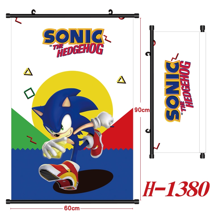 Sonic The Hedgehog Anime Black Plastic Rod Canvas Painting 60X90CM H1380