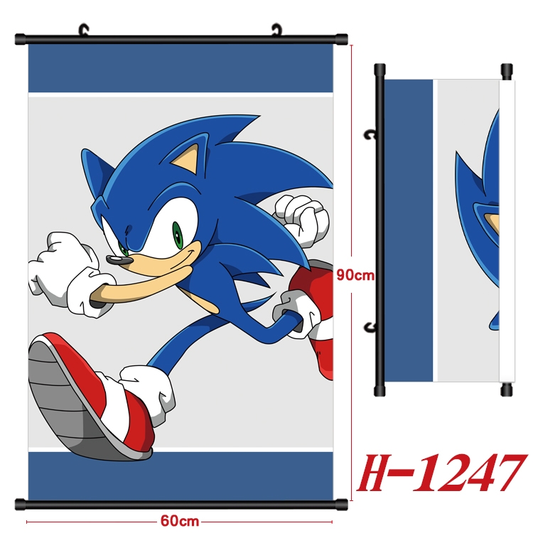Sonic The Hedgehog Anime Black Plastic Rod Canvas Painting 60X90CM  H1247