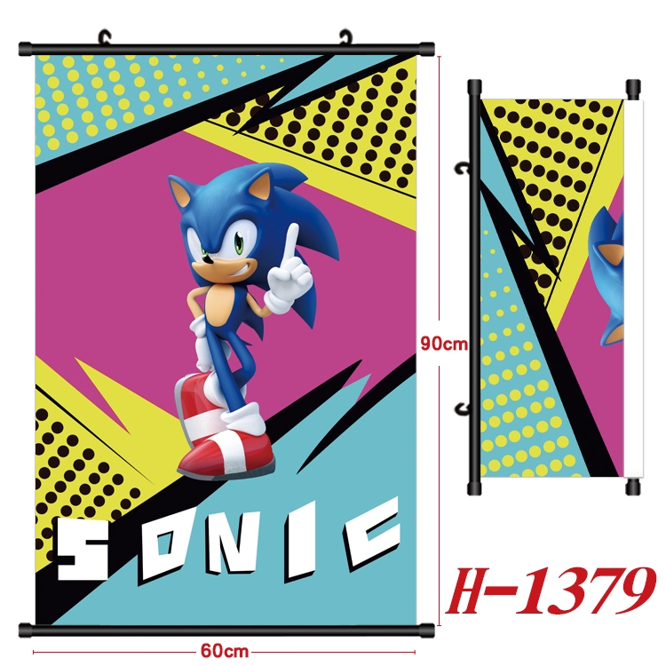 Sonic The Hedgehog Anime Black Plastic Rod Canvas Painting 60X90CM  H1379