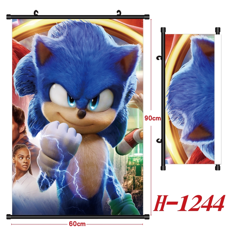 Sonic The Hedgehog Anime Black Plastic Rod Canvas Painting 60X90CM  H1244