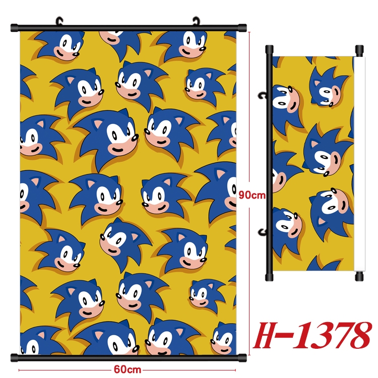 Sonic The Hedgehog Anime Black Plastic Rod Canvas Painting 60X90CM H1378