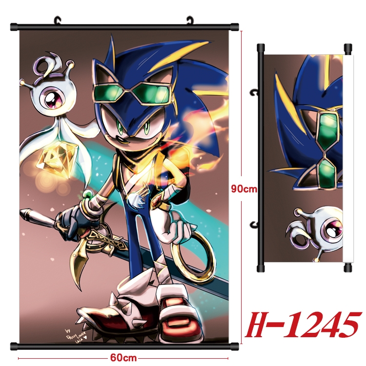 Sonic The Hedgehog Anime Black Plastic Rod Canvas Painting 60X90CM H1245